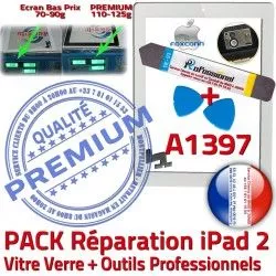 Démontage A1397 Vitre Adhésif 2 KIT Réparation Verre Outils Bouton PREMIUM iPad2 Oléophobe Blanche PACK Qualité HOME B Tactile iPad Precollé