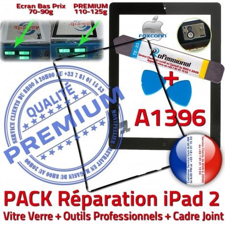 PACK iPad 2 A1396 iLAME Joint N Chassis Verre Apple KIT Tactile Vitre iPad2 Precollé Réparation Cadre Tablette Noire HOME Outils Adhésif Bouton