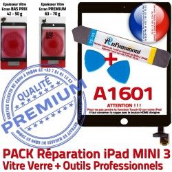 Qualité Precollé Mini Vitre iPad A1601 PACK Tablette Adhésif Outils N MINI Touch PREMIUM Noire KIT Réparation Attention Tactile ID 3 Verre