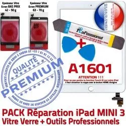 Touch ID Réparation PACK B Verre Tactile Vitre Outils Adhésif PREMIUM Blanche MINI iPad Mini Complet A1601 Attention 3 KIT Tablette Qualité