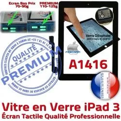 iPad3 Noir Caméra 3 Ecran Apple Bouton Verre Qualité Fixation Remplacement Oléophobe PREMIUM HOME Adhésif Precollé Vitre iPad Tactile A1416