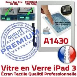 Verre Qualité 3 HOME Vitre iPad iPad3 Apple Ecran Tactile A1430 Blanc Precollé Bouton Adhésif Caméra Oléophobe Fixation Remplacement PREMIUM