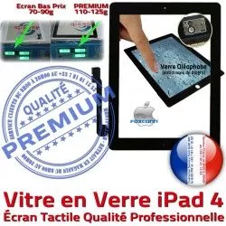 iPad Oléophobe Verre HOME Precollé Fixation Ecran 4 Qualité Caméra PN Vitre Tactile A1459 Noir iPad4 A1458 Adhésif A1460 PREMIUM Apple Bouton Remplacement