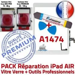 Outils PACK Adhésif Nappe Tactile AIR B iPad PREMIUM Vitre Precollé Verre Bouton HOME Blanche Réparation Oléophobe KIT A1474 Qualité