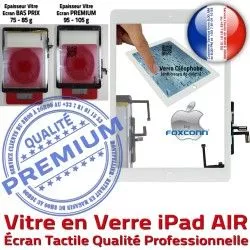 Fixation Verre Ecran PREMIUM Blanc 5 HOME Qualité Oléophobe Remplacement Precollé A++ Vitre Caméra Tactile iPad Bouton AIR Adhésif Prémonté