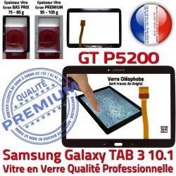 PREMIUM Verre GT-P5200 TAB3 LCD N Ecran Samsung Qualité 10.1 Galaxy Assemblée Tactile Noire en Vitre Supérieure Adhésif Tab3 Prémonté