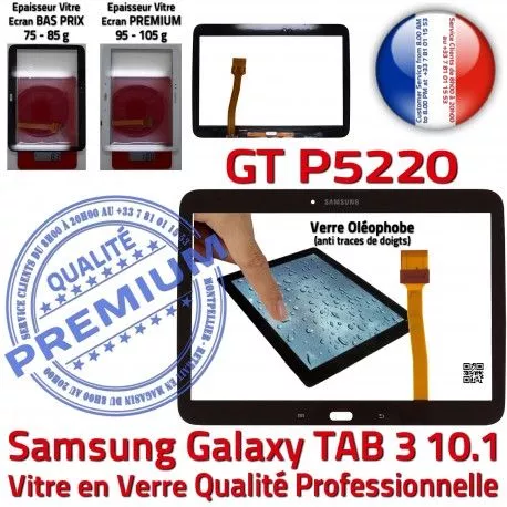 Samsung Galaxy TAB 3 GT-P5220 N LCD Noire Vitre 10.1 GT en Tactile Qualité P5220 Prémonté Adhésif Supérieure PREMIUM Assemblée TAB3 Verre Ecran