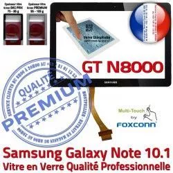 Supérieure 10.1 PREMIUM Vitre GT NOTE Adhésif N Noire Qualité Prémonté Galaxy GT-N8000 N8000 en Tactile Samsung LCD Ecran Verre Assemblée