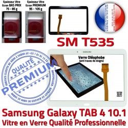 Blanche Qualité Vitre T535 4 Tactile Samsung en PREMIUM SM-T535 Galaxy Assemblée Supérieure Verre 10.1 B TAB SM Adhésif LCD Ecran Prémonté TAB4