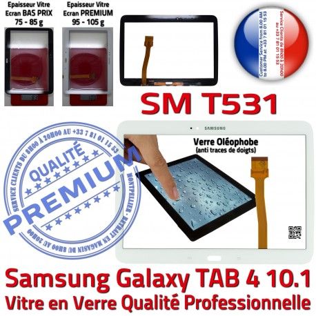 Samsung Galaxy TAB 4 SM-T531 B SM Ecran Tactile Assemblée Verre Supérieure Blanche Qualité en Adhésif LCD 10.1 TAB4 Prémonté PREMIUM Vitre T531