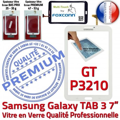 Samsung Galaxy GT-P3210 Tab3 B en 7 Blanche Adhésif Vitre Ecran Qualité Prémonté Verre TAB3 LCD Assemblée PREMIUM Supérieure Tactile