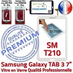 B SM-T210 LCD Qualité 7 Verre Galaxy Adhésif Ecran Tab3 Supérieure Assemblée Tactile Vitre Blanche Prémonté PREMIUM en TAB3 Samsung