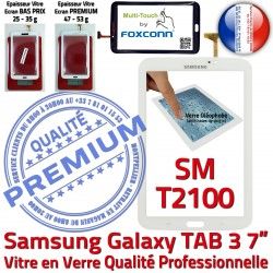 Blanche 7 B Galaxy LCD Qualité Verre Tab3 Adhésif Samsung Prémonté Assemblée en PREMIUM Ecran Vitre Supérieure Tactile SM-T2100 TAB3