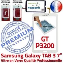 Qualité P3200 Assemblée Vitre Blanche Verre 7 en Ecran Tab3 TAB3 B Samsung Tactile Adhésif PREMIUM Supérieure Prémonté GT-P3200 LCD GT Galaxy