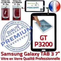 P3200 Verre Samsung Tab3 GT Supérieure Tactile Ecran Vitre LCD N en Prémonté 7 Adhésif Assemblée Galaxy PREMIUM Noire TAB3 Qualité GT-P3200