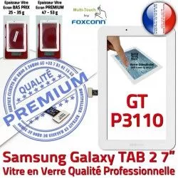 TAB2 7 Ecran Assemblée PREMIUM GT Qualité Vitre GT-P3110 LCD P3110 Verre Galaxy en Prémonté Blanche B Adhésif Samsung Tactile TAB 2 Supérieure