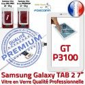 GT-P3100 TAB2 Blanc P3100 Assemblée Qualité Blanche Vitre Ecran 2 Prémonté Samsung GT Verre LCD TAB Tactile Supérieure inch Galaxy 7 PREMIUM Adhésif