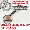 Samsung Galaxy GT-P5100 TAB2 Ch Charge Connecteur Dorés ORIGINAL Qualité MicroUSB OFFICIELLE Chargeur Contacts Nappe TAB GT Réparation 2 P5100 de