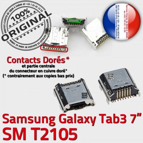 Samsung Galaxy Tab3 SM-T2105 USB Connector Chargeur ORIGINAL charge Prise MicroUSB Dorés Fiche souder TAB3 de Dock Qualité Pins à SLOT