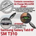 SM-T310 Micro USB TAB3 Charge OFFICIELLE Dorés 3 Chargeur Samsung Qualité TAB MicroUSB Galaxy de ORIGINAL Connecteur Réparation SM Nappe T310 Contacts