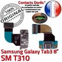 Samsung Galaxy SM-T310 TAB3 Ch TAB T310 Contacts Connecteur 3 de ORIGINAL OFFICIELLE MicroUSB Dorés SM Réparation Chargeur Charge Nappe Qualité