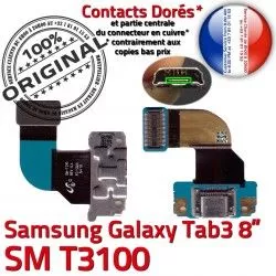 TAB3 SM Connecteur Contacts T3100 MicroUSB Réparation OFFICIELLE Ch Nappe Charge Chargeur Qualité ORIGINAL Samsung de Galaxy TAB 3 SM-T3100 Dorés