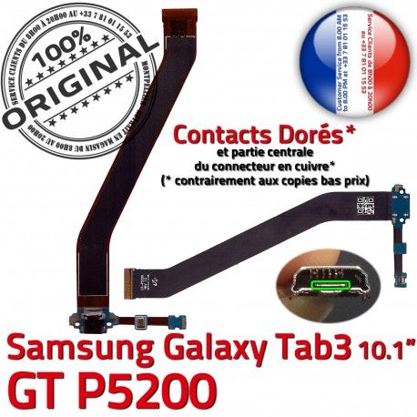 Samsung Galaxy GT-P5200 TAB3 Ch Charge Dorés P5200 ORIGINAL 3 GT Connecteur TAB Réparation Qualité de OFFICIELLE Nappe Contacts MicroUSB Chargeur
