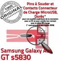 Samsung Galaxy Ace GT s5830 C Chargeur Pins Prise Connector de souder Micro ORIGINAL à USB charge Flex Dock Dorés Connecteur