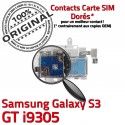 Samsung Galaxy S3 GT i9305 S Micro-SD Dorés Connector Lecteur Carte ORIGINAL SIM Nappe Connecteur Qualité Reader Memoire Contacts