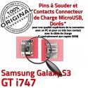 Samsung Galaxy S3 GT i747 C de Connecteur Flex USB Dock souder Pins Dorés à Micro charge Prise Chargeur ORIGINAL Connector