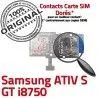 Samsung ATIV S GT i8750 Dorés SIM Qualité Nappe Connector Lecteur Connecteur Carte Reader Memoire Micro-SD ORIGINAL Contacts