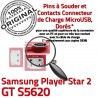 Samsung Player STAR 2 GT s5620 C Prise de Connecteur ORIGINAL à Micro charge Dorés Pins Flex souder Dock Chargeur Connector USB