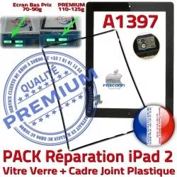 iPad Adhésif 2 Vitre PREMIUM KIT Tactile Tablette Chassis Joint Precollé N Cadre Apple A1397 PACK iPad2 Réparation Bouton Noire HOME Verre