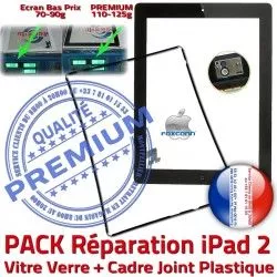 Verre Adhésif Vitre Cadre Chassis Tactile Noire Bouton KIT Apple Precollé PREMIUM Joint Tablette N 2 HOME PACK Réparation iPad Contour iPad2