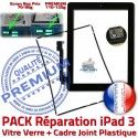 PACK iPad3 Joint N Adhésif Precollé Bouton Tablette Réparation Contour Noire KIT iPad HOME Tactile Chassis PREMIUM Verre Vitre 3 Cadre Apple