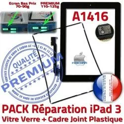 iPad3 N Adhésif PACK Tablette Réparation 3 A1416 Chassis Apple Tactile Joint Precollé PREMIUM Bouton Verre Cadre Noire iPad HOME KIT Vitre