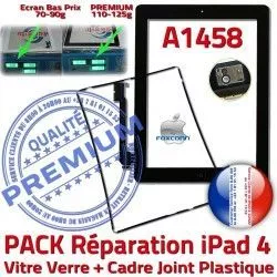 HOME Bouton 4 Precollé Joint A1458 iPad Verre Cadre Noire Adhésif Apple Tactile Tablette KIT Chassis PREMIUM N Vitre PACK Réparation iPad4