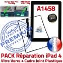 PACK iPad 4 A1458 Joint N iPad4 Noire PREMIUM Verre Tablette Tactile Precollé Cadre HOME Vitre Apple Chassis Adhésif KIT Réparation Bouton