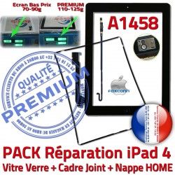 Plastique PACK Tablette Réparation Apple Precollé iPad4 Nappe Tactile Cadre Joint Verre A1458 HOME KIT Vitre Bouton N Adhésif Contour Noire