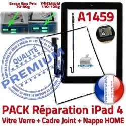 Joint Plastique A1459 N Apple Adhésif iPad4 PACK Vitre Bouton HOME Precollé Nappe KIT Cadre Tablette Noire Tactile Réparation Contour Verre