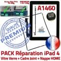 PACK A1460 Joint Nappe N Verre Noire iPad4 Tablette Cadre Vitre Réparation Apple Precollé Plastique Contour Adhésif KIT Bouton Tactile HOME