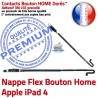 PACK iPad4 Joint Nappe B Precollé Tablette HOME Réparation Verre Plastique Blanche Cadre Tactile PREMIUM KIT Apple Vitre Bouton Adhésif