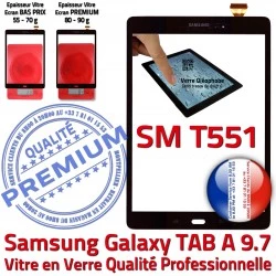 N PREMIUM SM-T551 T551 A Vitre Supérieure SM TAB-A Adhésif Noir Samsung Galaxy Qualité TAB Ecran Prémonté Noire Verre Tactile Assemblée 9.7