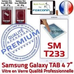 Vitre SM-T233 Ecran Galaxy 4 Prémonté Supérieure Tactile LCD T233 inch B Blanche 7 Adhésif Qualité Assemblée Samsung TAB4 PREMIUM SM Verre TAB