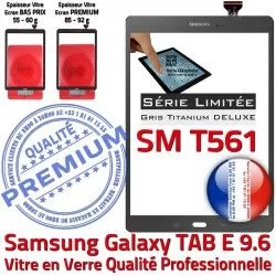 PREMIUM Grise 9.6 Ecran Tactile TAB-E SM Samsung T561 TAB Gris SM-T561 G Galaxy Vitre Limitée Adhésif Titanium Assemblée E Verre Série Qualité