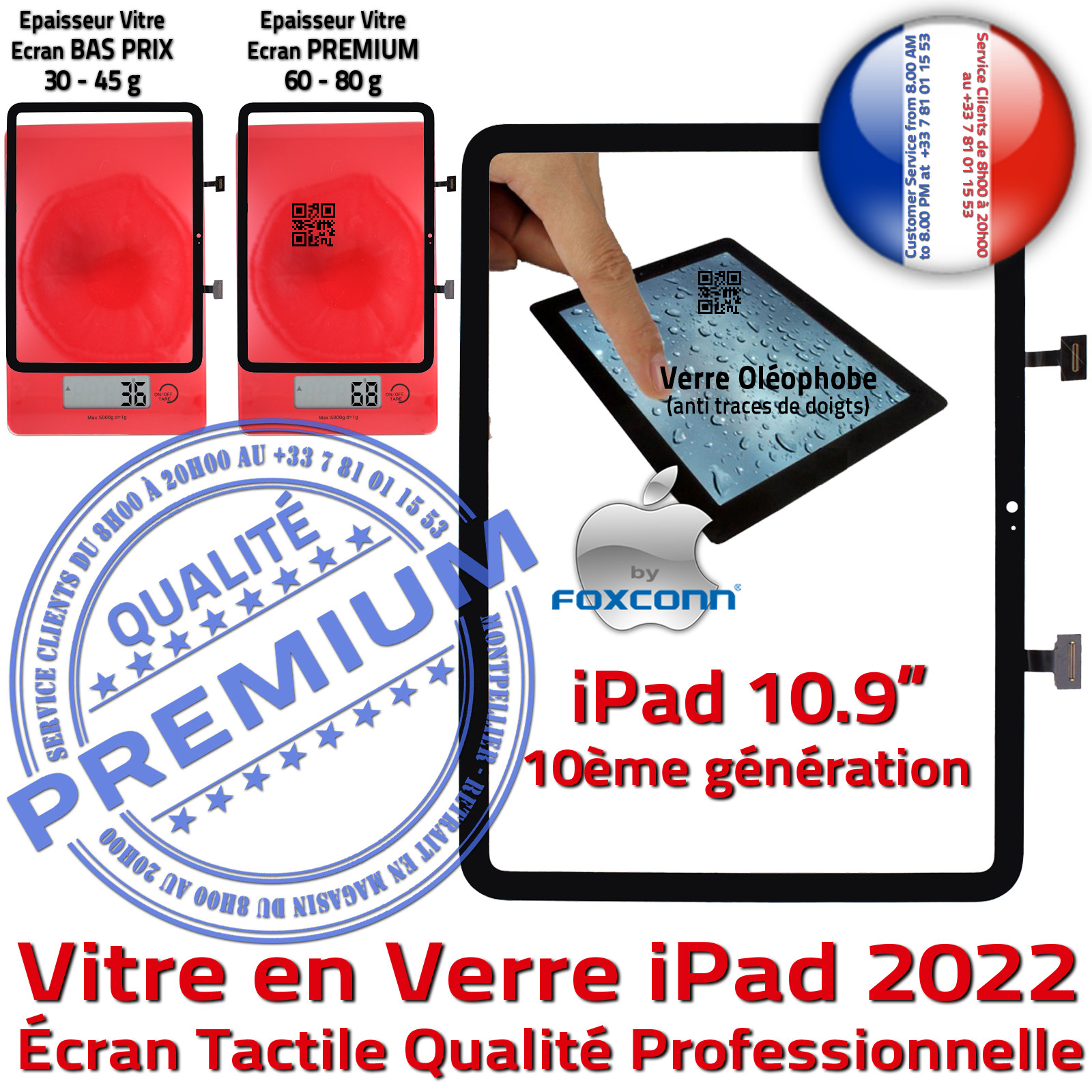 Vitres en Verre PREMIUM Apple iPad 10 - 2022 Retina 10.9-inch 10ème génération